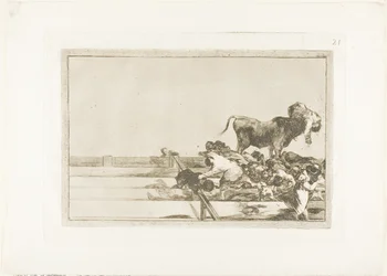 Dreadful events in the front rows of the ring at Madrid, and death of the mayor of Torrejón, plate 21 from The Art of Bullfighting