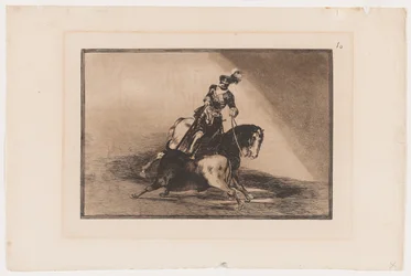 Plate 10 from La Tauromaquia: Charles V Spearing a Bull in the Ring at Valladolid