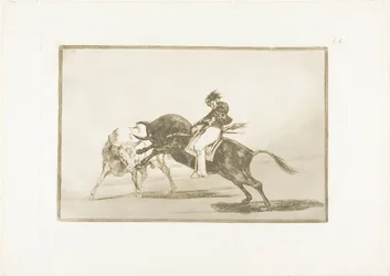 The Same Ceballos, Mounted on Another Bull, Breaks Short Spears in the Ring at Madrid, Plate 24 from The Art of Bullfighting