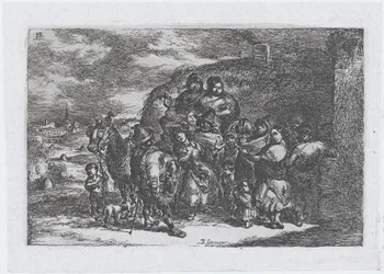 Plate 13: A Group of People Outdoors Including Possibly Musicians, from the Series of Cust..., 1850