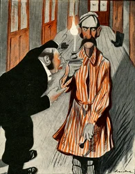 A grumpy Englishman being assisted by a member of staff in a French Hotel, 1903
