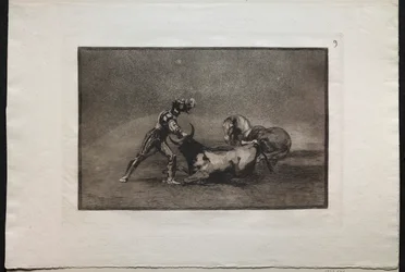Bullfights: A Spanish Knight Kills the Bull After Having Lost His Horse