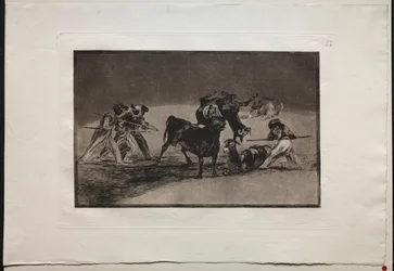 Bullfights: The Moors Use Donkeys as a Barrier to Defend Themselves Against the Bull..., 1876.