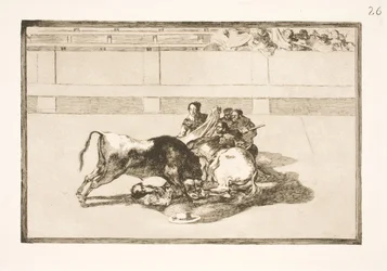 A Picador Thrown from His Horse and Falling Under the Bull