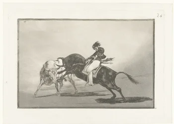 Mariano Ceballos Riding a Bull (series title: La Tauromaquia, Bullfighting)