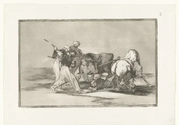 Four Men Hunting a Bull