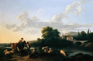 Peasants and Cattle in an Italinate Landscape