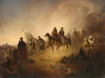 Markos Botsaris at the Battle of Karpenisi