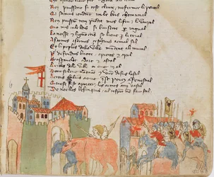 Peasants Entering a Town with Their Cattle and the Arrival of Attila