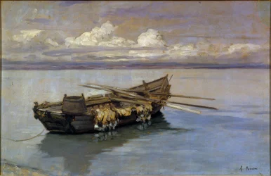 Boat Loaded with Nets on the Shore