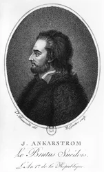 Portrait of Johan Ankarstrom, engraved by B. Gautier