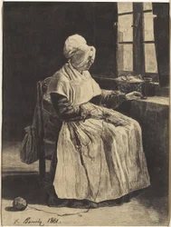 A Woman Knitting