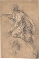 A Youth Half-Kneeling, with Both Arms Extended