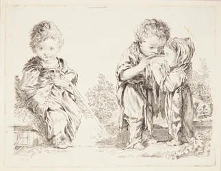 Child Sitting on a Clod of Earth and The Little Milk Drinkers