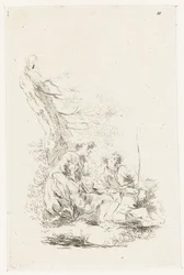 Three People Sitting by a Tree