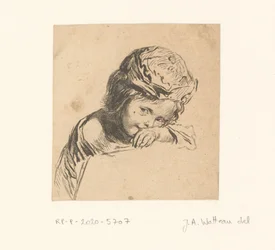 Child with Cap, Leaning on an Arm