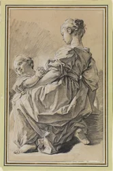 Kneeling Young Woman with Child
