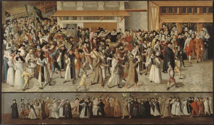 Procession of the League on the Île de la Cité, leaving Notre-Dame