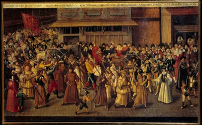 Religious Wars Between Catholics and Protestants: Procession of the League at the End of the Cathedrale Notre Dame on 4/02/1593