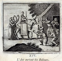 Donkey carrying relics (Illustration by François Chauveau)