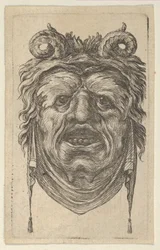 Satyr Mask with Curled Horns, Leafy Eyebrows and a Cloth Hanging Beneath the Chin, ca. 1635-45