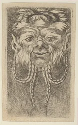 Satyr Mask with Overlapping Horns and Four Braided Strands of Beard