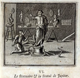 The Statuary and the statue of Jupiter. Fables by Jean de La Fontaine (1621-95). Illustration by François Chauveau (1613-1676). Edition of 1728