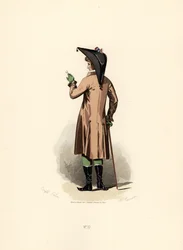 Man in hazelnut colour coat with monocle