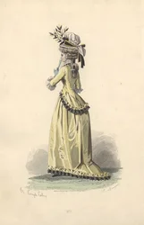 Woman in silk jacket and dress, era of Marie Antoinette