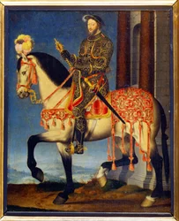 Equestrian portrait of Francis I of France by François Clouet (c. 1510 - 1572). Musee des Uffizi, Florence