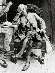 Portrait of Guy Mannering, main character of Guy Mannering or Astrologer, novel by Walter Scott