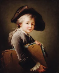 A Young Boy Holding a Portfolio