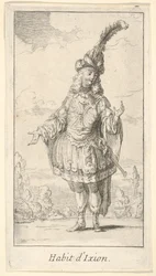 Habit of Ixion: a man wearing a tonnelet with a sword in the belt, a turban with one la..., ca. 1721