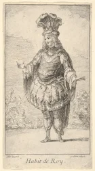 Habit de Roy: a man wearing a tonnelet decorated with rosettes, a crown and a turban