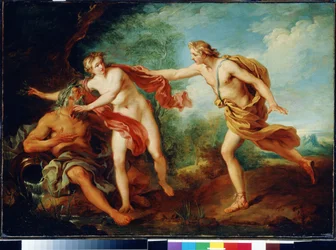 Apollo and Daphne with her father the river god Peneus