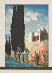 Temple with Cypress Tree, from Prometheus Bound by Aeschylus, pub. 1941