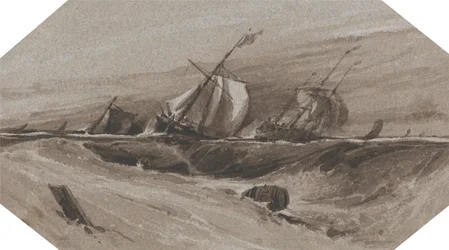 Ships Heeling Over in a Stormy Sea