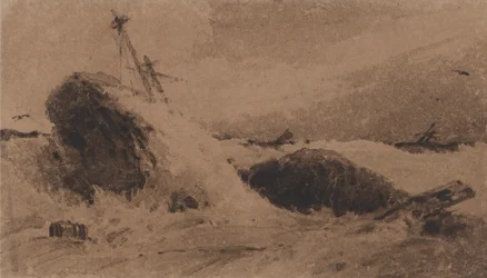 Wrecked Ship in a Stormy Sea