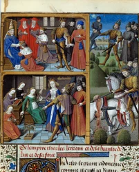 Scenes from the Life of the King of the Franks Charlemagne (742-814). Miniature Taken from the Manuscript 