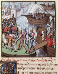 Seventh Crusade: The Fleet of the Crusaders Led by Saint Louis from Damiette in 1249