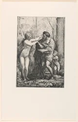 Artist and a Nymph, from Twelve Etchings by Chifflart