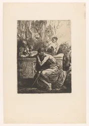 Classical Scene with Men Around a Sarcophagus