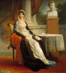 Portrait of Laetitia Bonaparte (Letizia Maria Ramolino) Mrs. Mere with bust of her son Emperor Napoleon I