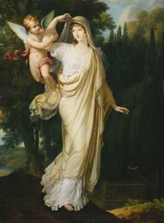 Posthumous Portrait of the Marquise Fanny Grimaldi, nee Baronne von Burkenwald, Princess of Santa Cruce, Marquise de Monaco et de Genes About to Join Her First Husband, the Marquis Giovanni Battista Grimaldi at His Grave, 1804