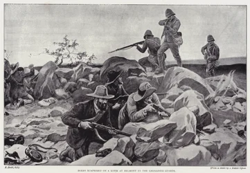 Boers Surprised on a Kopje at Belmont by the Grenadier Guards