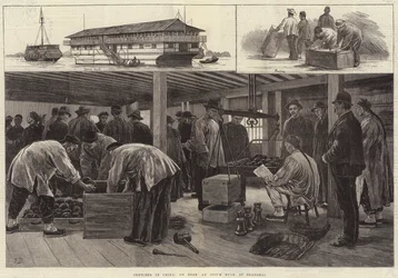 Sketches in China, on Board an Opium Hulk at Shanghai