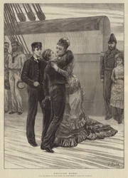 Welcome Home! HRH the Princess of Wales meeting the Royal Princes on Board HMS Bacchante