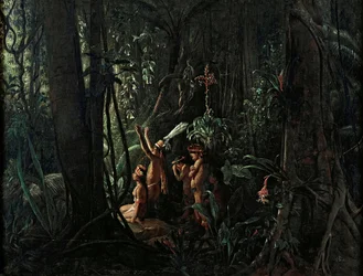 Amazonian Indians Worshiping the Sun God, ca 1860