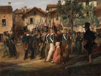The National Guard of the Countryside Marching Past the Mayor