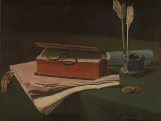 Still Life with Book, Papers and Inkwell, 1876